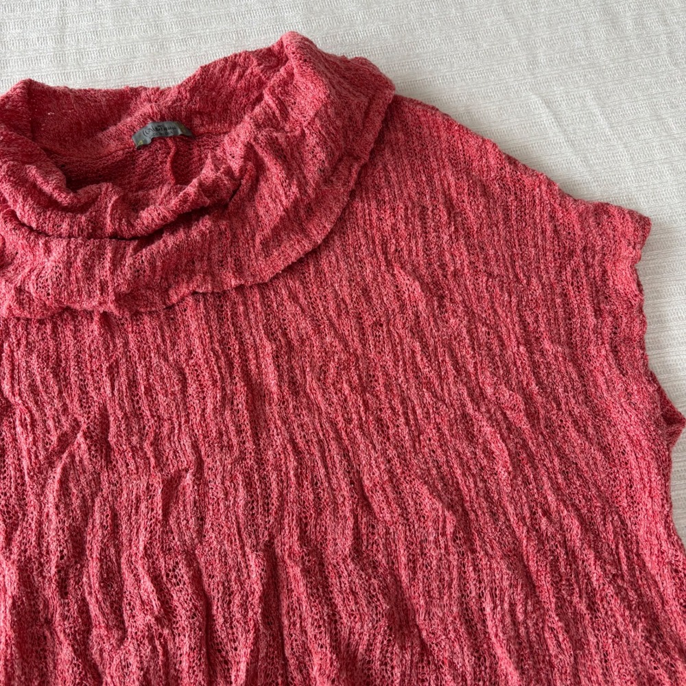Chalet et Ceci Women Pink Cowl Neck Crinkle Knit Top Blouse SK72287 Made in USA